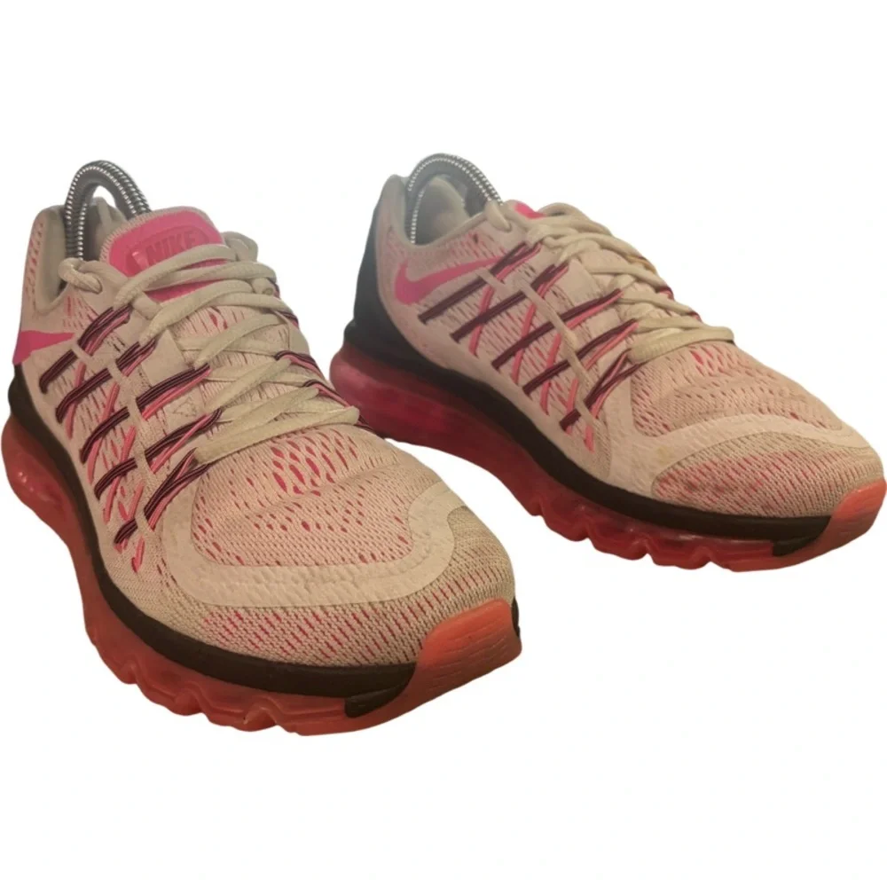 Nike Air Max Sneakers White Pink Pow Black 2015 Running Shoes - Size 7 - Picture 3 of 8